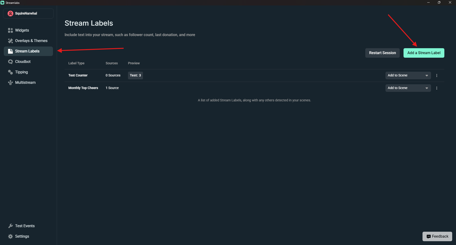 Adding a Stream Label in Streamlabs Plugin for OBS